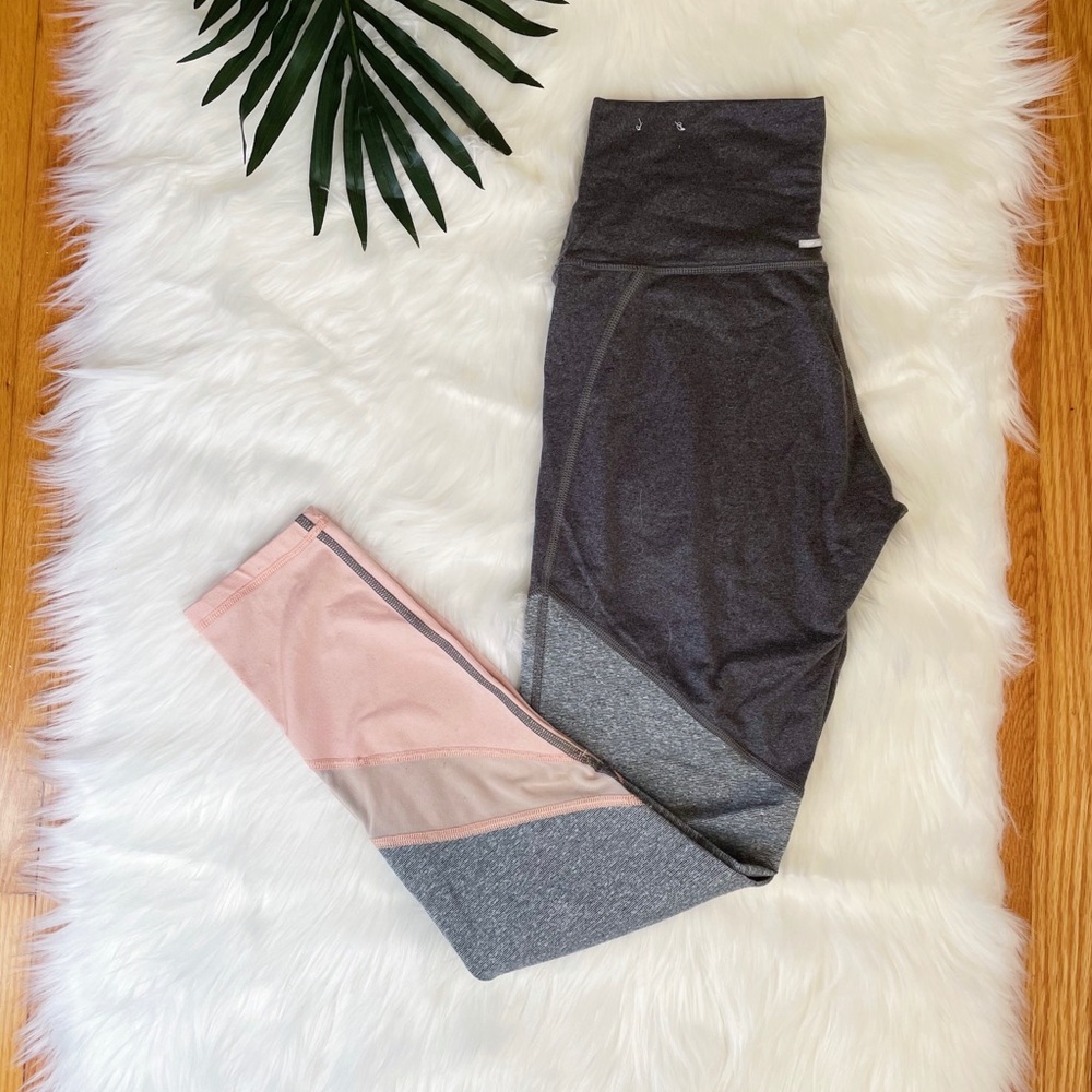 Aerie Pink Gray Mesh High Waisted Move Leggings